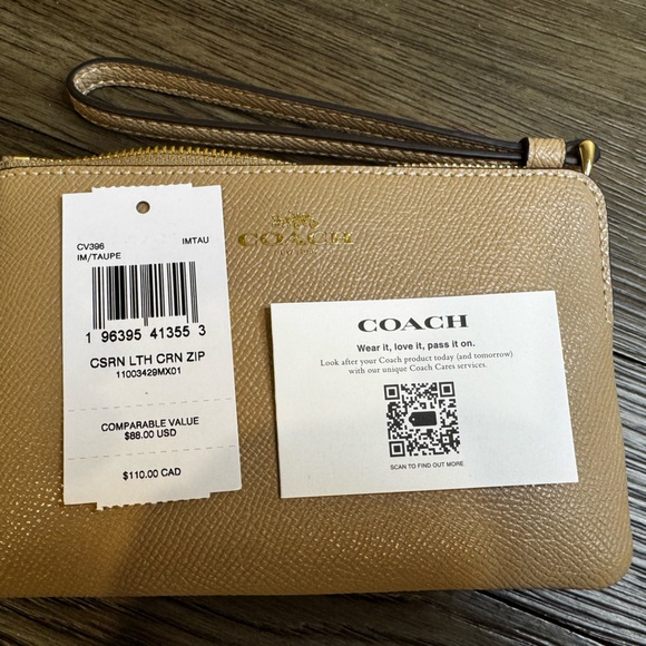 Coach Tan and Silver Wristlet